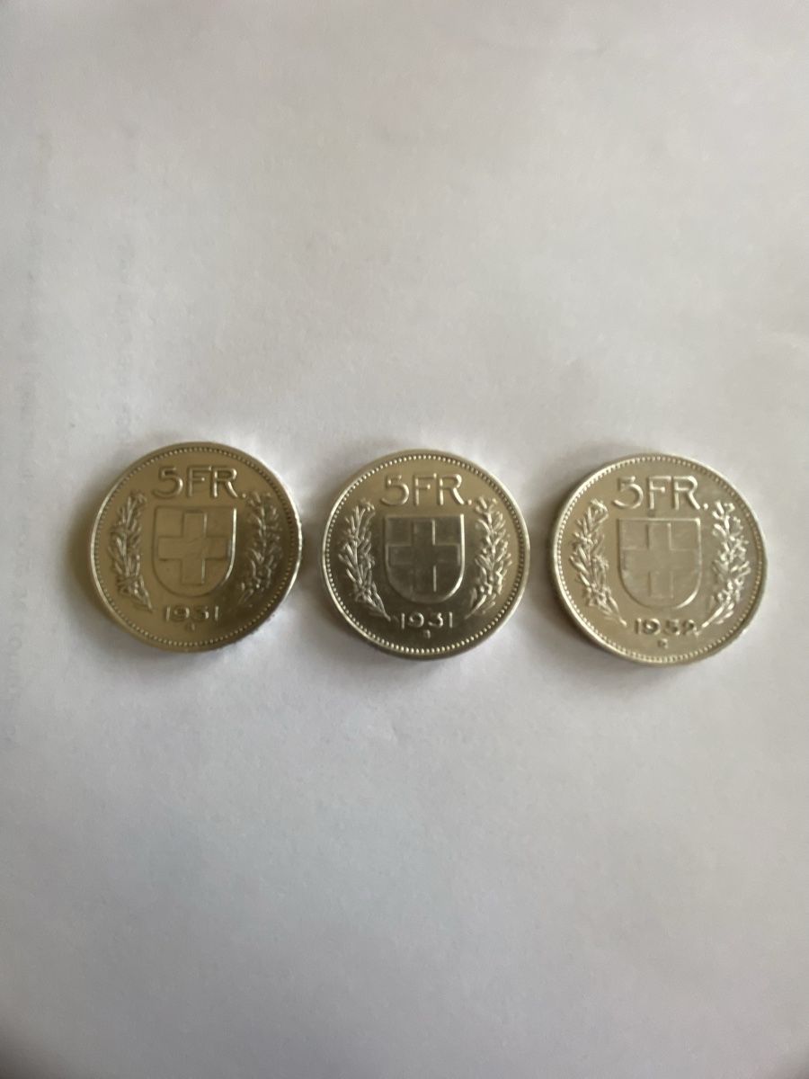 Tutti le monete: 3 Belles pièces de 5.- fr argent – Usato da Corsier-sur-Vevey venduto da Ginoarturo