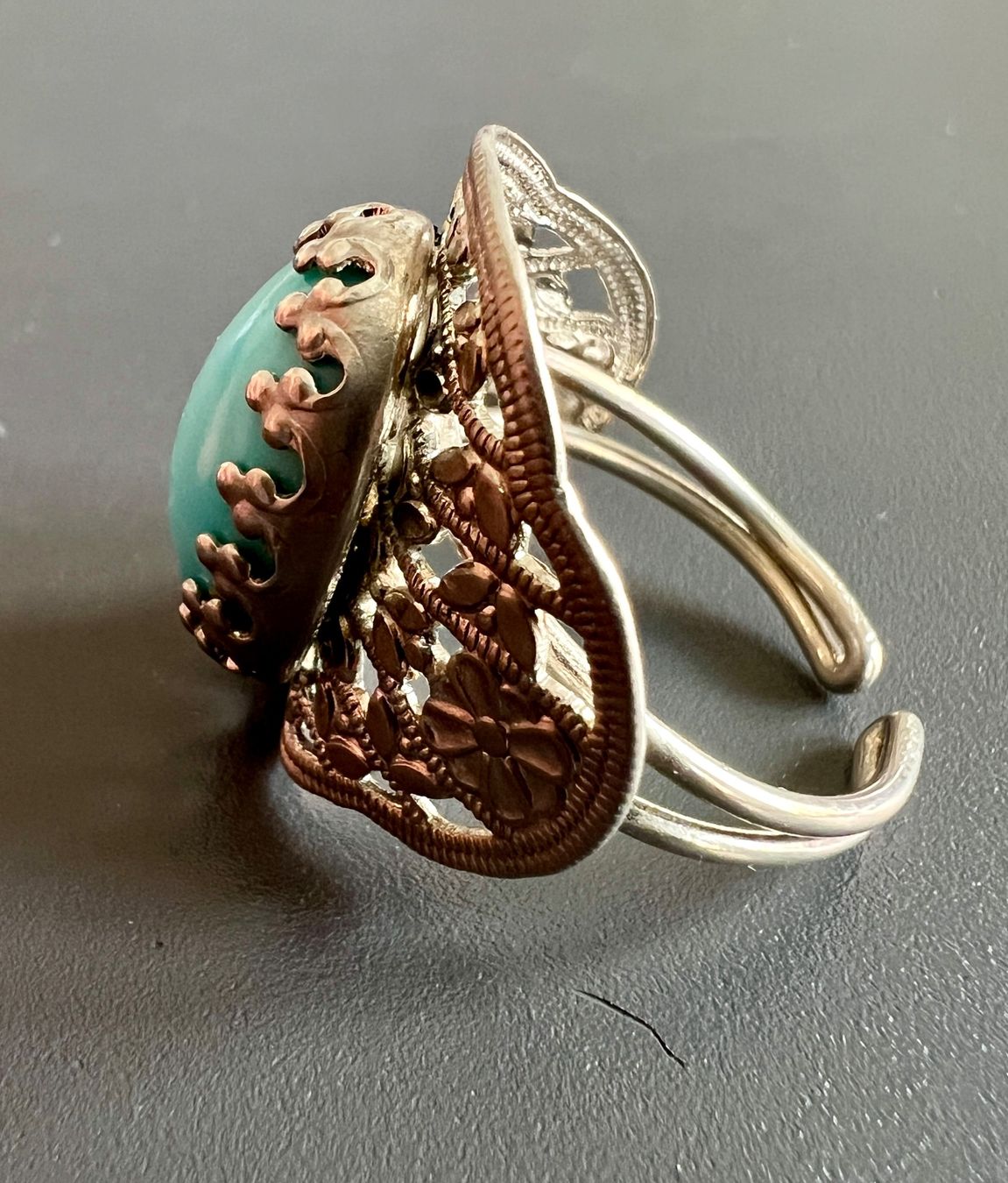 Anelli: Filigranring mit türkisfarbenem Cabochon – Usato da Chur venduto da Penting1935 5