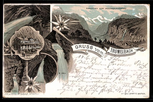 Cartoline postali: Litho Lauterbrunnen, Trümmelbach, Panor – Usato da Berlin venduto da bartko-reher