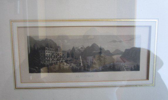 Incisioni: Axenstein - Aquatinta um 1860 - über Eck veroldeter Rahmen – Usato da Luzern venduto da Horoskop1 1
