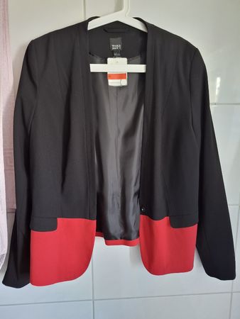 Veste tailleur noire et rouge Yessica, taille 44, NEUF!