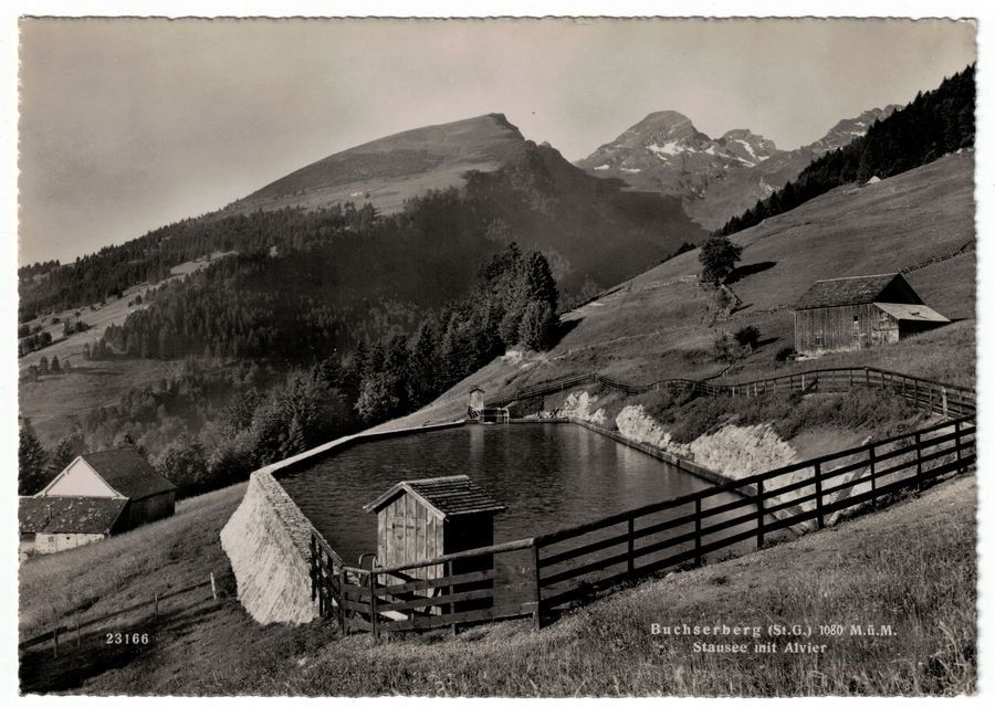 Cartoline postali: Buchserberg, Stausee, Alvier, um 1940-45 – Usato da Frauenfeld venduto da POML