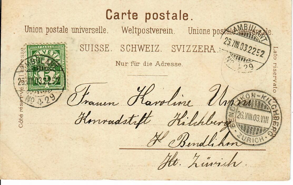 Cartoline postali: Mettmenstetten 1903 – Usato da Hochdorf venduto da Ziegel-16 1
