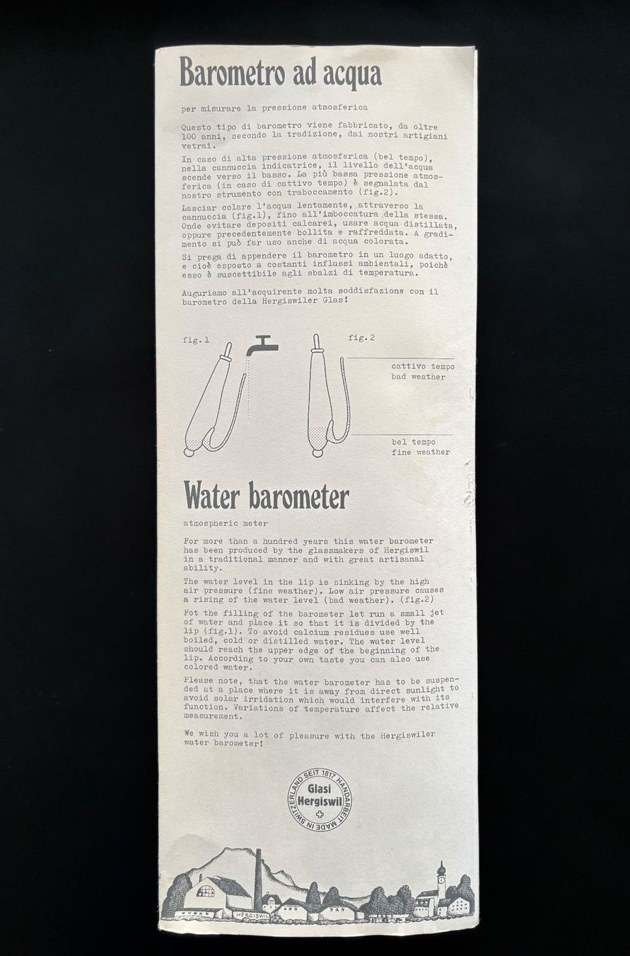 Altro per la casa: Wasserbarometer ROBERTO NIEDERER – Usato da Zürich venduto da Tzhkely24 4