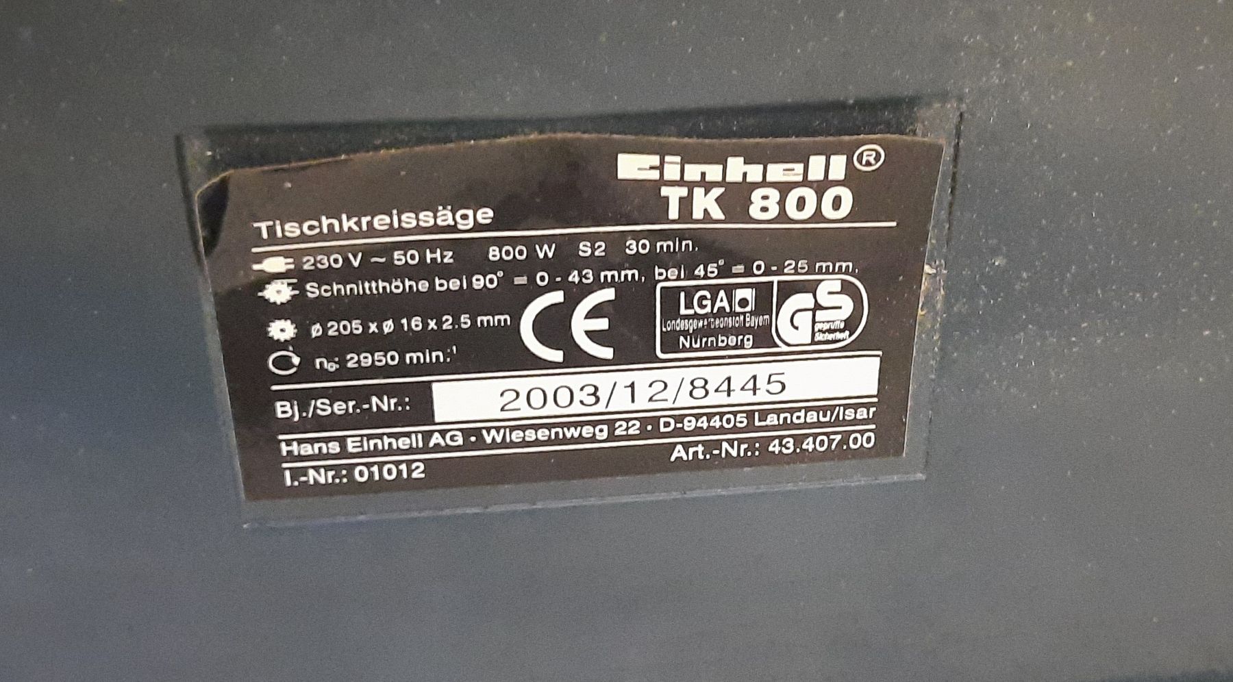 Einhell Seghe: Einhell TK800 Tischkreissäge – Usato da Beckenried venduto da Dejoengsche 3