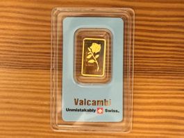 2.5g ROSE Valcambi Goldbarren, 999,9 Feingold, OVP.