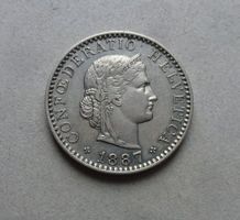 ++ 20 Rappen 1887, gute Erhaltung