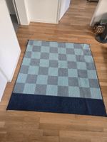 IKEA Teppich Kurzflor kariert, mint/grau, 140x140 cm,