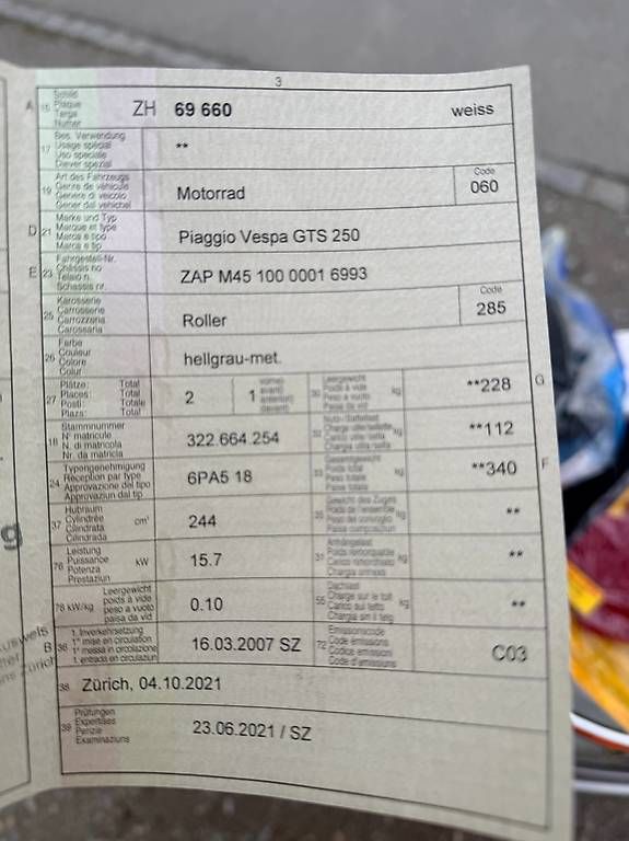Scooter: Piaggio Vespa GTS 250 – Usato da Fahrwangen venduto da kry_5kbd 3