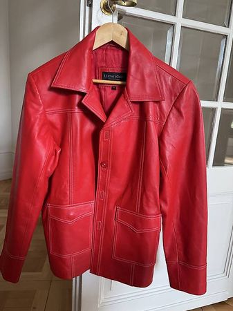 Veste en cuir rouge Leather, taille M,