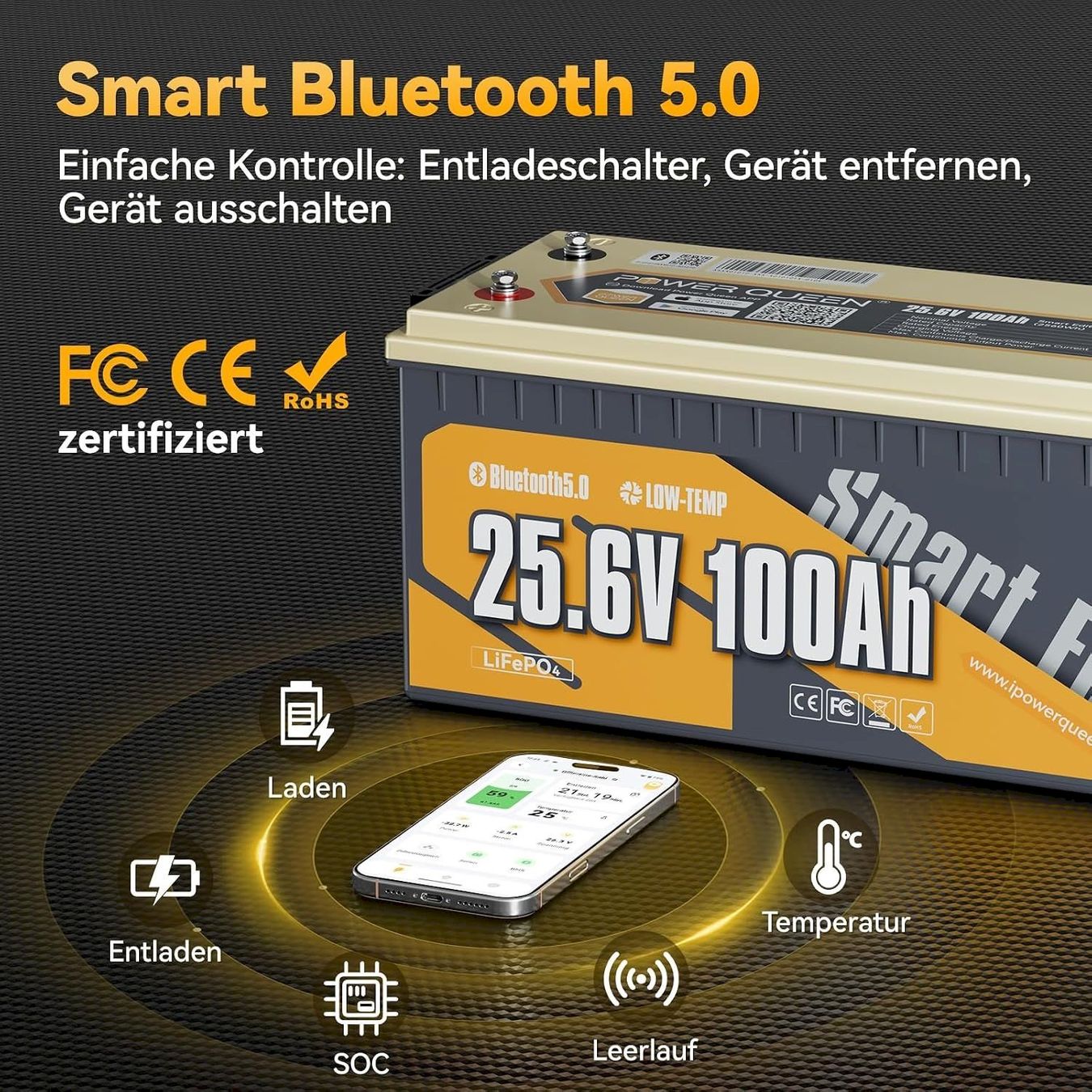 Batterie: Power Queen Smart LiFePO4 24V 100Ah – Nuovo e nell'imballaggio originale da Bottighofen venduto da zaap 3