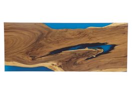 Tisch aus massivem Suar Holz und blauem Harz  250 CM