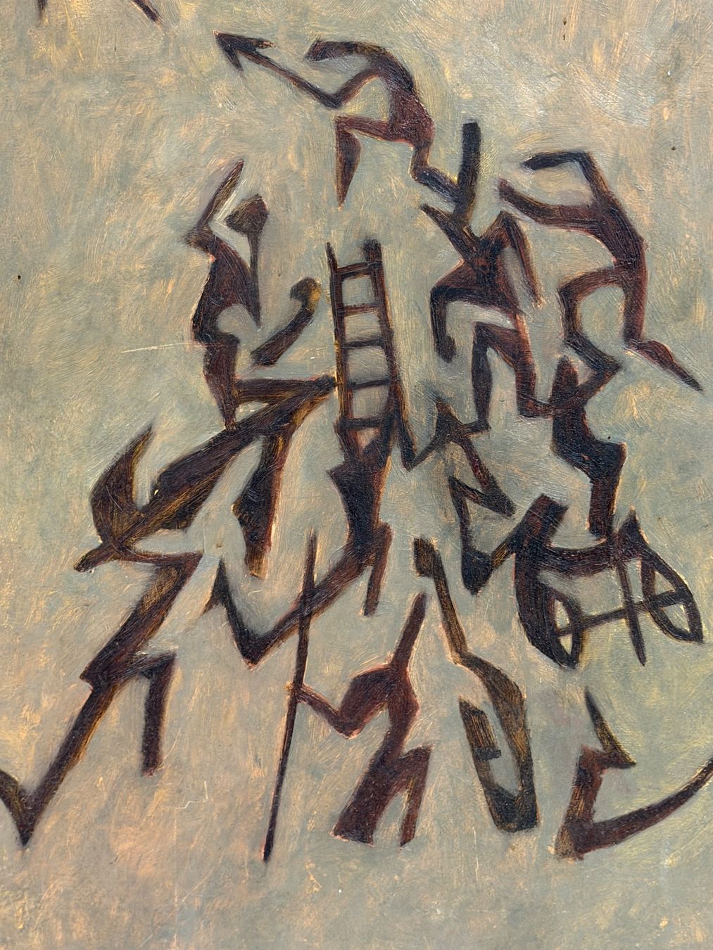 Dipinti: Abstraktes Ölgemälde "Au voleur!" 1975 Einzigartiges Kunst – Usato da Basel venduto da PAUL_ART