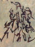 Abstraktes Ölgemälde "Au voleur!" 1975 Einzigartiges Kunst