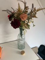 Glasflasche Vintage mit Kuhprägung Dekoflasche mit Blumen