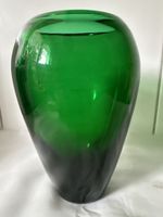 Grüne Glasvase bauchig 19 cm hoch Deko