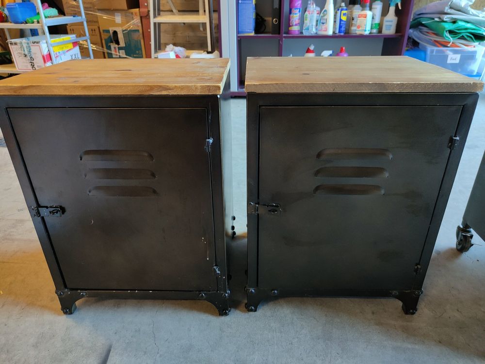 FurnitureR Klapptisch-Set, 2 Stück, Industrie-Look, Faltbarer Couchtisch Mit X-Rahmen, Vintage Braun