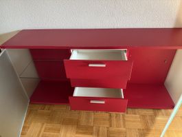Modern Sideboard red with glass doors good condition