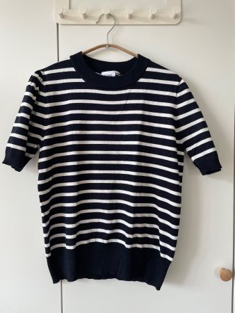Saint Tropez Mila Strickshirt gestreift mit Puffärmeln Gr. M