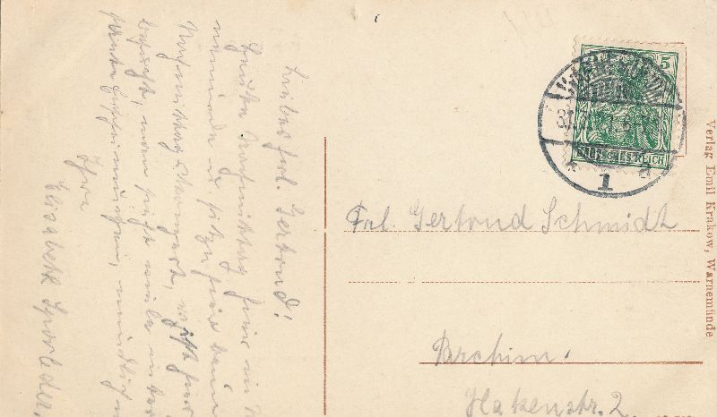 Cartoline postali: Warnemünde - Ostseebad + 1911 – Usato da Emmenbrücke venduto da teestube 1