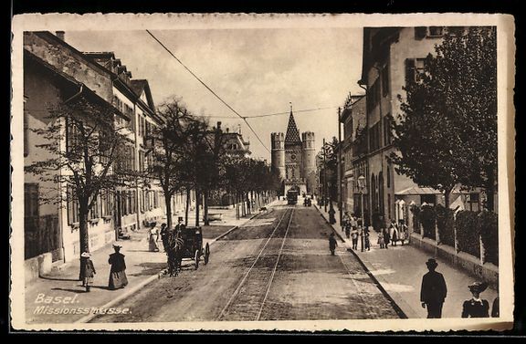 Cartoline postali: Basel, Missionsstrasse mit Wohnhäusern, – Usato da Berlin venduto da bartko-reher