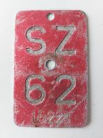 Velonummer SZ 62 Mofanummer plaque Mofa