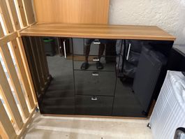 Kommode schwarz hochglanz Holzoptik mit Schubladen und ...