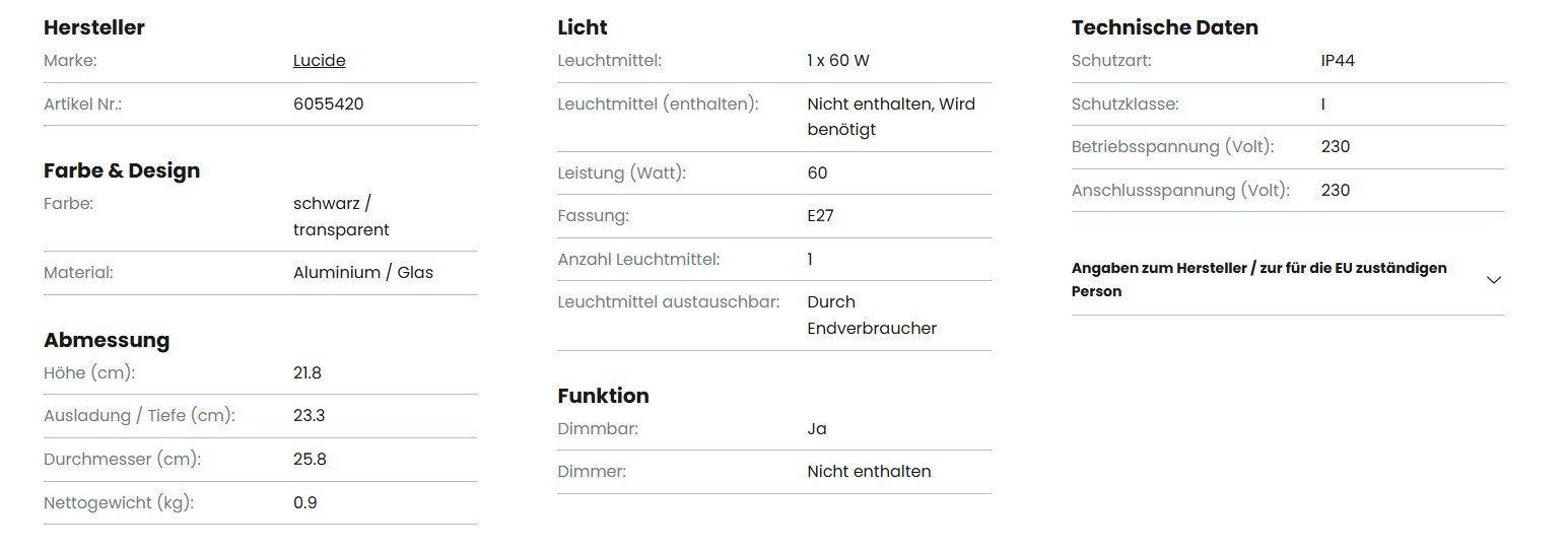 Lampade: Mondäne Aussenlampe – Nuovo (secondo la descrizione) da Meilen venduto da easy03 3
