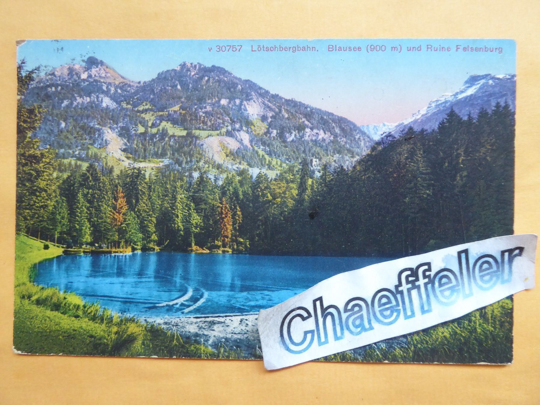 Cartoline postali: 1924  v 30757 Lötschbergbahn, Blausee – Usato da Zürich venduto da Chaeffeler