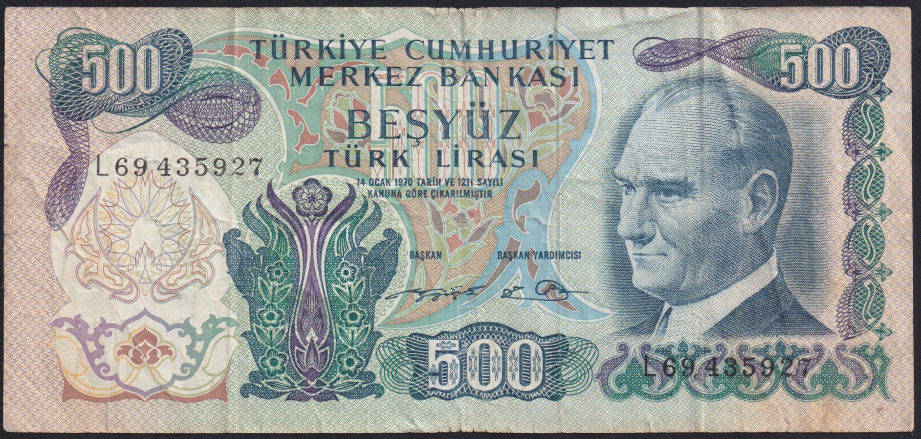 Banconote: Türkei 500 Lira 1971 – Usato da Brugg AG venduto da banknoten_muesli