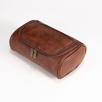Kulturbeutel Necessaire aus Kunstleder, braun