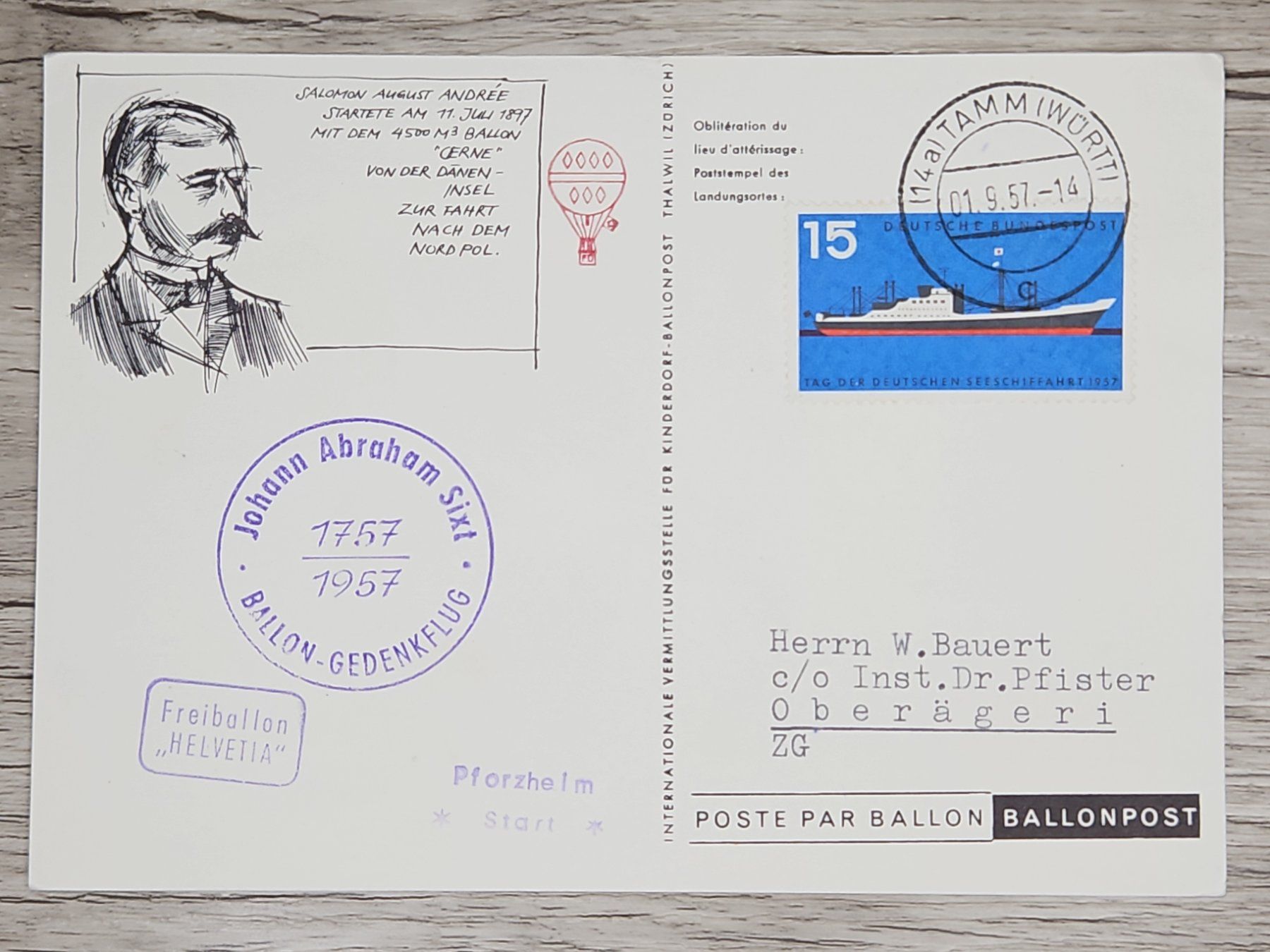 Tutti i francobolli: CL04 Carte Postale + Timbre Allemagne 1957 – Usato da Cousset venduto da Patrick_Collections