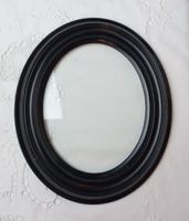 Antike Ovaler Bilderrahmen schwarz Holz mit Glas 