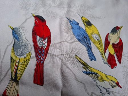 Seidenfoulard Schal Vögel Creazioni Bayron Cicogna Milano