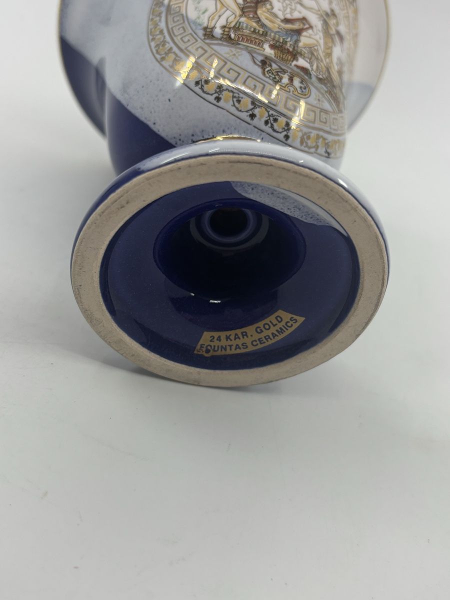 Vasi & Recipienti: Blaue Blumenvase mit Goldrand – Usato da Herisau venduto da Seyashop1 3