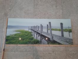 Glasbild / Wanddeko "Steg am See" - 50 x 125