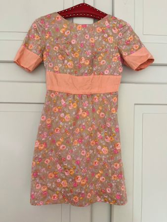 TRUE VINTAGE: 60s Mod Mini-Kleid Unikat handgenäht ca. S /36