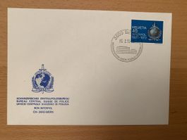 Interpol Briefumschlag 1973, 40 Jahre Jubiläum Schweiz