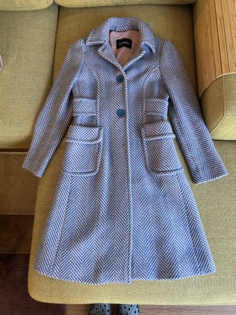 Max & Co Damen Mantel Gr 36/38 Wolle Mohair blau rosa