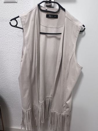 Fransenweste in beige, Grösse M