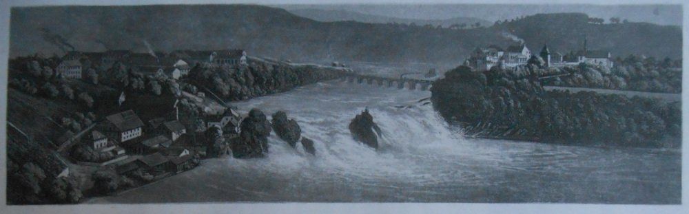 Incisioni: Rheinfall. Kleinformatige Panoramaansicht von 1870. – Usato da Basel venduto da Domba 1
