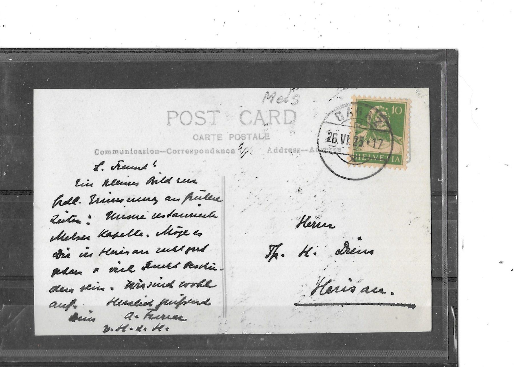 Cartoline postali: SG Mels ? 1925 – Usato da Schocherswil venduto da Wilare 1