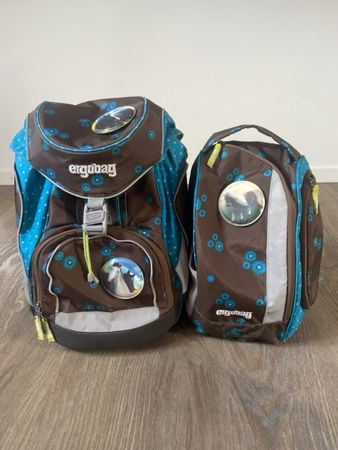Ergbag Schulranzen Set, braun türkis, sehr guter Zustand