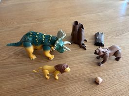 Playmobil Tiere (Dino, Löwe, Bär und Eule)