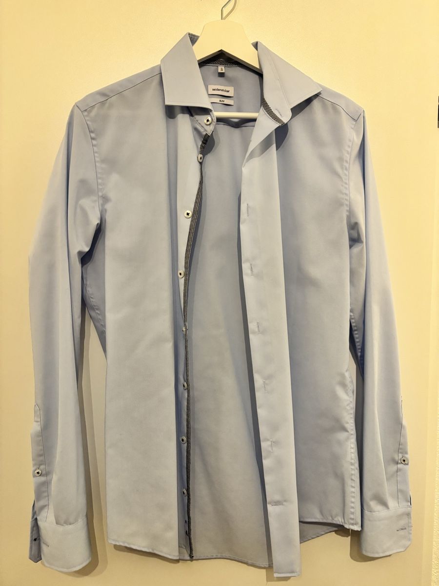 Camicie: Seidensticker Hemd, hellblau, Grösse 39, Slim Fit – Nuovo (secondo la descrizione) da Embrach venduto da Roniiii 1
