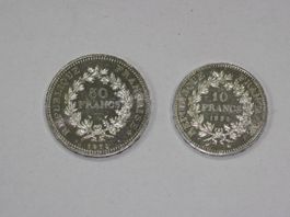 50 & 10 Francs 55 Gramm 900er Silber