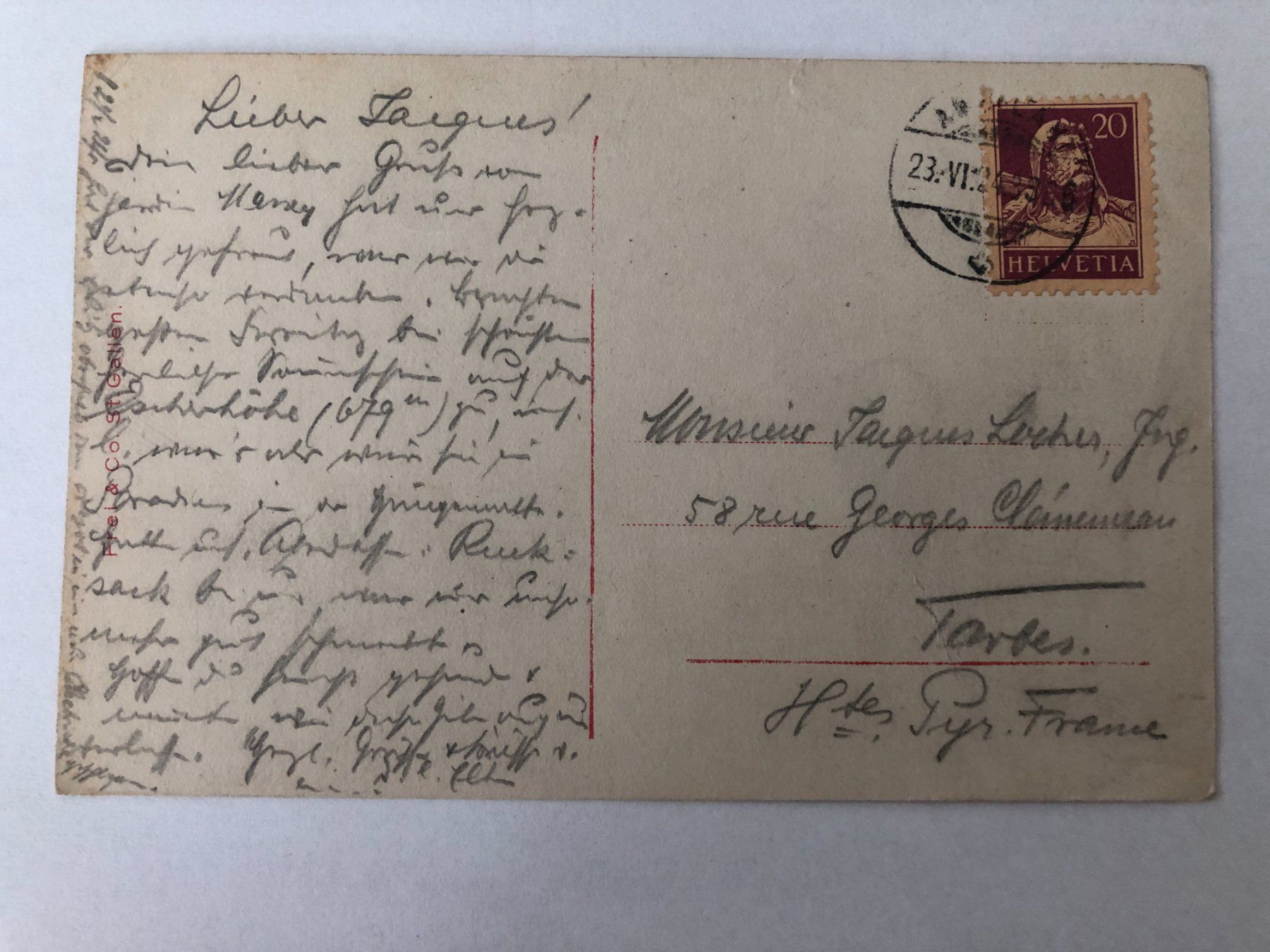 Ansichtskarten: Sargans  Schloss m Gonzen 1924 – Gebraucht aus Pfäffikon ZH von Waltoversand 1