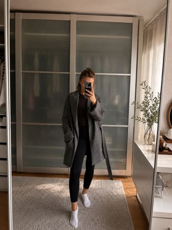 Wool Blend Coat Gray XS