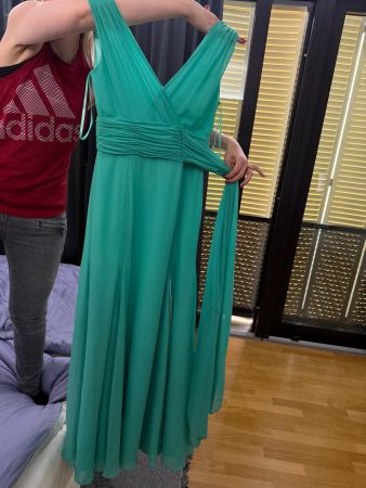 Abendkleid mint Grün mit Gurt-Schleife