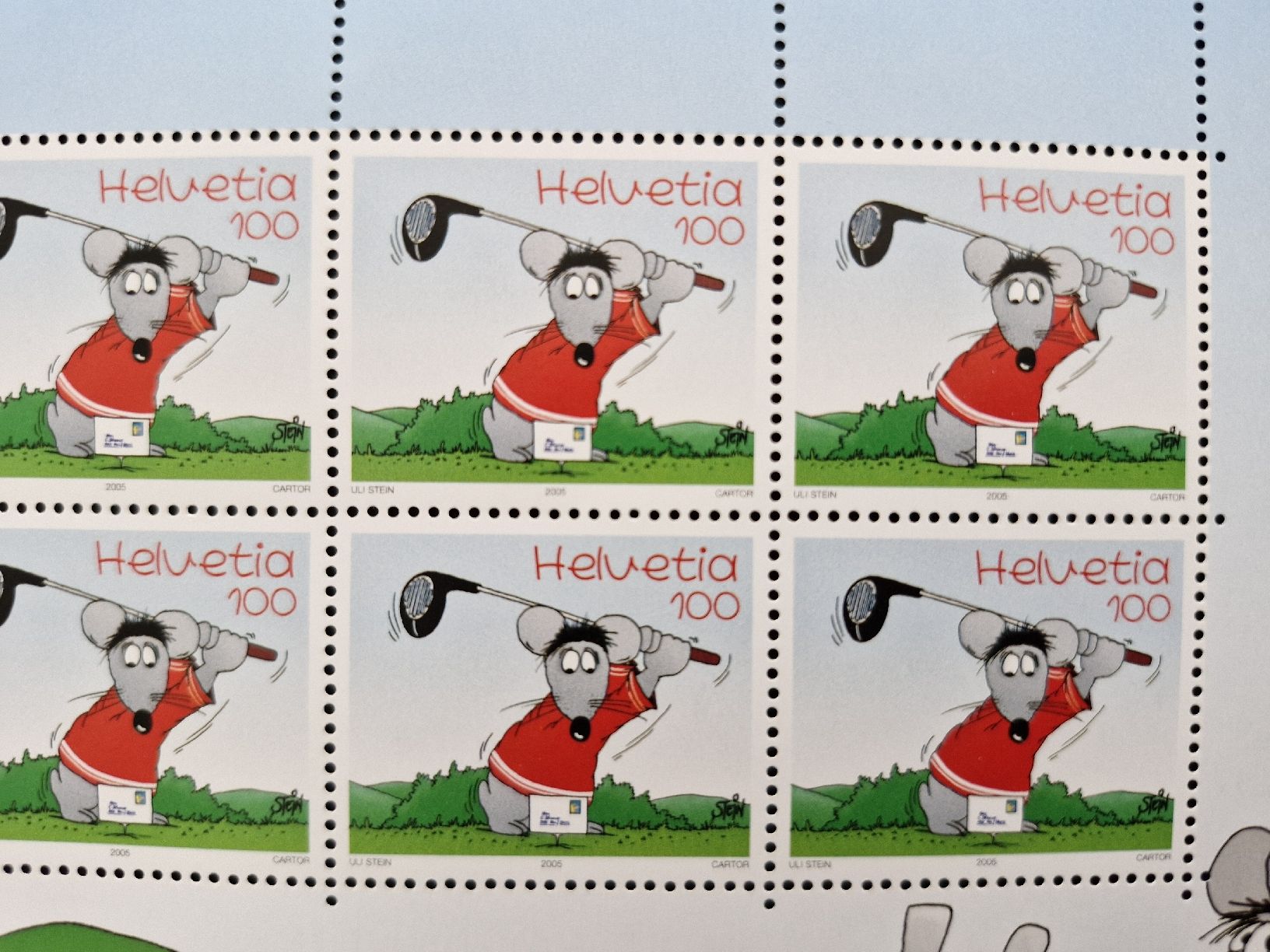 Tutti i francobolli: Briefmarkenbogen Uli Stein Golf , Top Zustand, postfrisch – Nuovo (secondo la descrizione) da Frauenfeld venduto da Kasico 1
